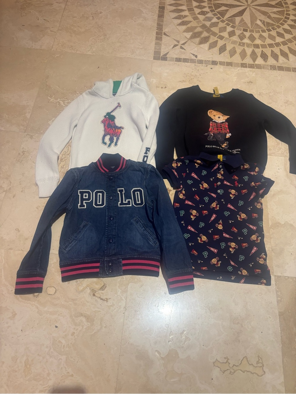 Polo by Ralph Lauren Kids Navy, Black, White & Denim Polo Bear Tops Set
